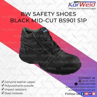 BW Safety Shoes Black Mid-Cut BS901 S1P
