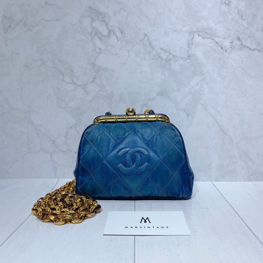 Blue satin bag best sale