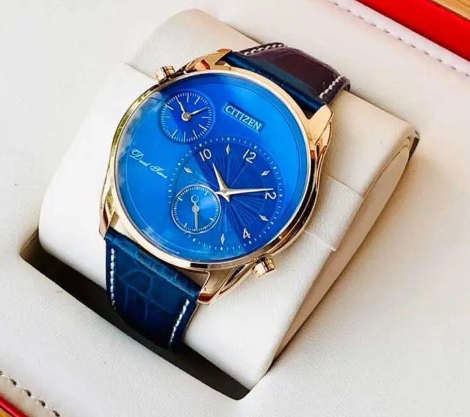 Citizen Dual Time Men Blue Dial Leather Dress Watch AO3033 00L AO303300L Men s Fashion Watches Accessories Watches on Carousell
