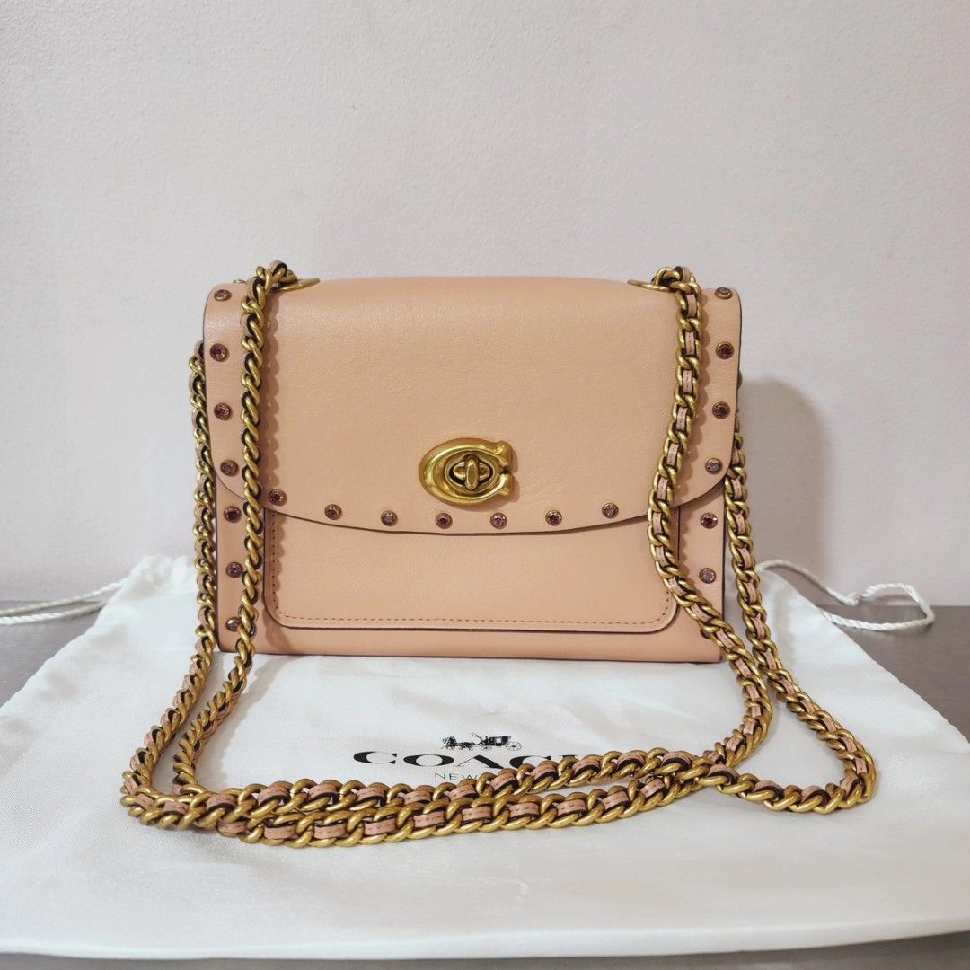 Coach Parker 18 with Crystal Rivet Convertible Bag Women s Fashion Bags Wallets Cross body Bags on Carousell