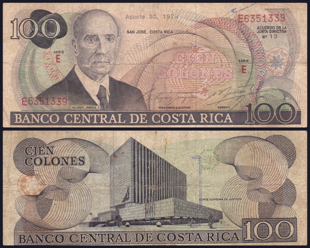 Costa Rica Banknote, 100 Colones 1979, F Circulated., Hobbies & Toys ...