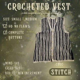 Cream & Black Crochet Vest | Fairy , Cottage & Beach Aesthetic
