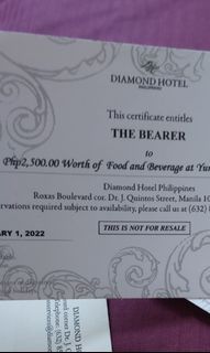 Diamond hotel food voucher