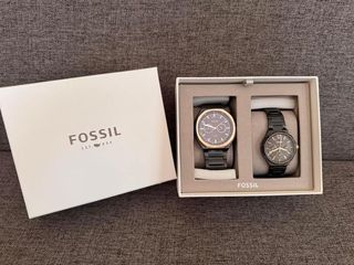 Fossil His and Her Multifunction Black Stainless Steel Watch Set BQ2645SET