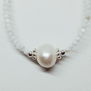 Fresh Water Pearl pendant  in shell Necklace. Design #1 .  Adjustable.