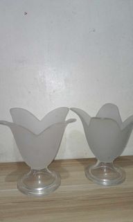 Frosted tulip vase candle holder