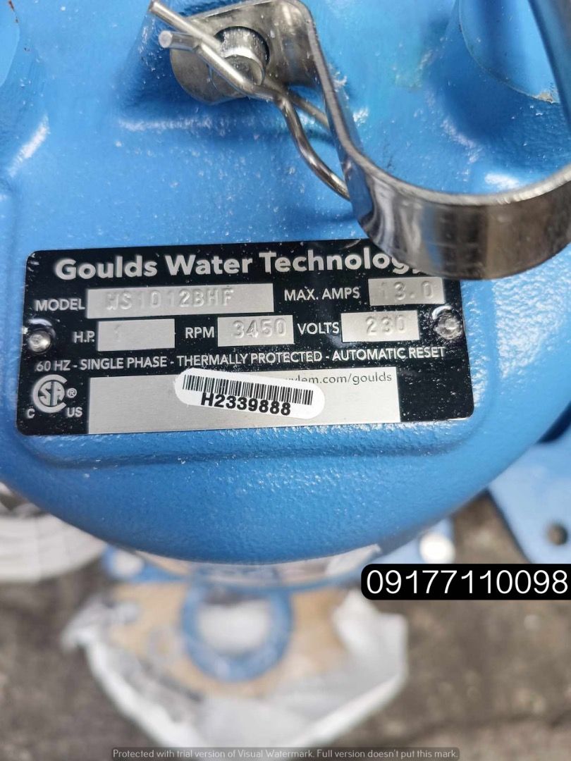 Goulds Submersible sewage pump (Category: Construction Tools & Equipment) located in Manila. Submitted by joeyroque09 (Listing ID 1299952516, Image 2). Description: Goulds Submersible sewage pump Specs: 1hp / single phase 230v, 60HZ, 3450rpm Price: 97,500/unit .