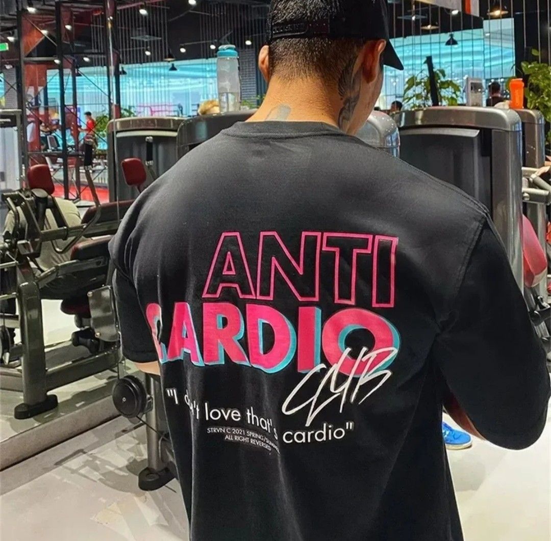 Gym oversized T shirt Anti cardio club Men s Fashion Activewear on Carousell