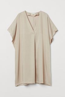 H&M beige sheen knee-length dress in XXL