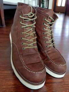 Jimmy Black Leather Moc Toe Boots In Brown Color Size EU 44