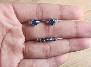 London blue topaz ring and earrings