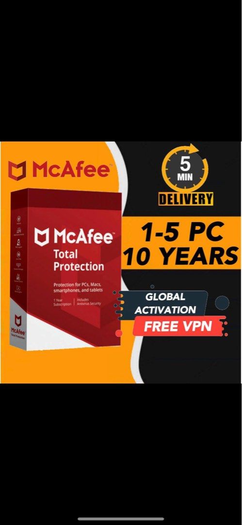 McAfee Total Protection 2024 Original 10 Years ( 1-5PC), Computers ...
