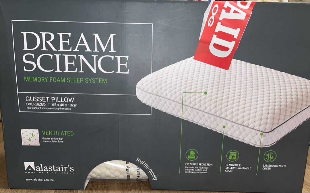 Memory foam pillow gusset pillow dream science alastair s