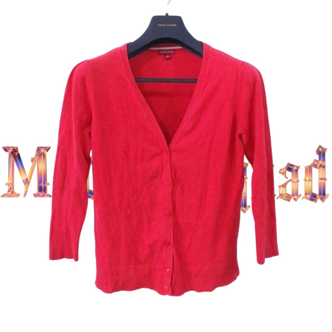 MERONA Cardigan Large Red Cardigan Office Wear Office Top Red Top Cover up