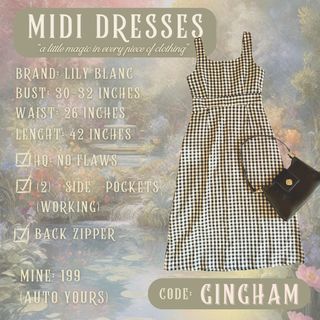 Midi Gingham Midi Dress W/ Side Pockets | Coquette Cottage Core Shoujo Girl Aesthetic