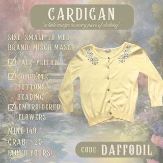 Pale Yellow Cardigan W/ Floral Embroidery and Faux Gems | Coquette, Formal Wear, Shoujo Girl