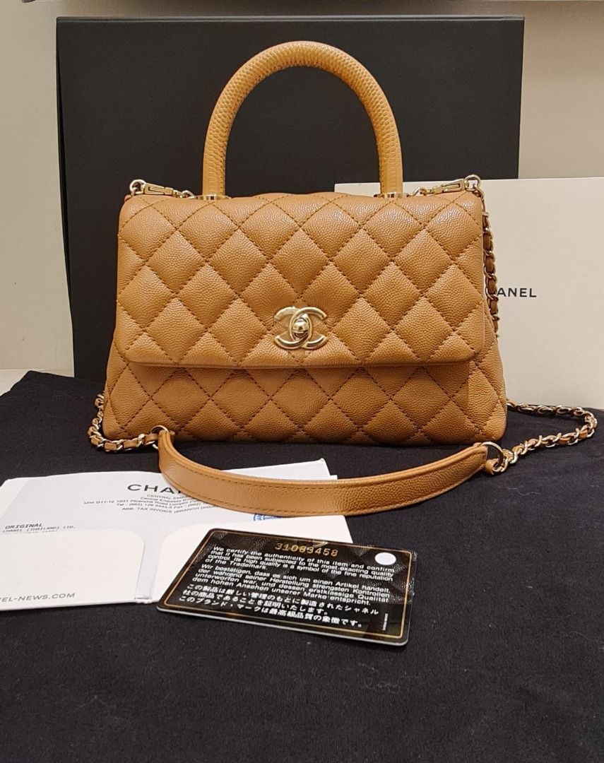 Preloved VGC Chanel Coco Handle Small 21P sz 24cm Caviar Caramel