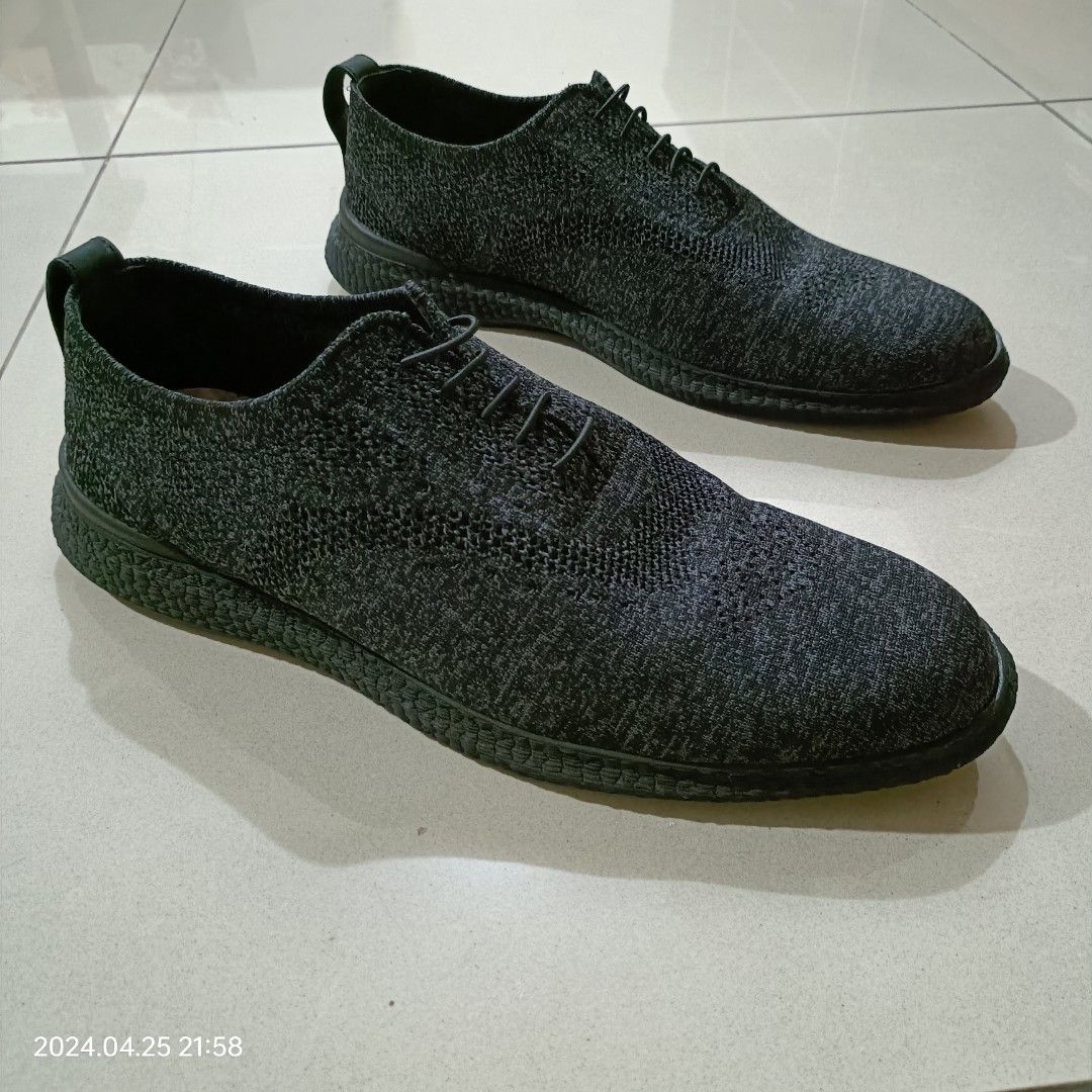 Sepatu Sneakers Pria Portee Goods Oxford Knit Oreo Triple Black Hitam 45