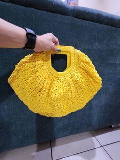 Shein Neon Yellow Crochet Medium Sized Hand Bag