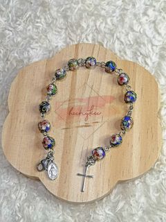 Stainless Floral Rosary Bracelet