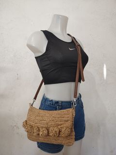 Summer straw woven cross body bag, beach bag