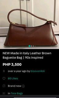 Vera Pelle Genuine Leather Baguette Bag