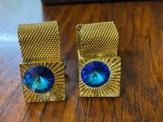 Vintage Blue Stone Cufflinks - Unknown material - Super rare Jewelry