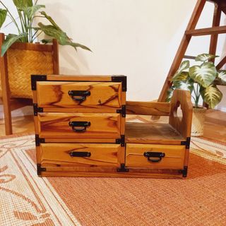 Vintage mini tansu drawer desk organizer jewelry box trinket box