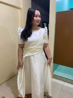 Formal casual White filipiniana for oath taking or civil wedding