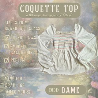 White Square Neck Peplum Longsleeve W/ Zigzag Embroidery | Coquette Shoujo Girl Beach Aesthetic