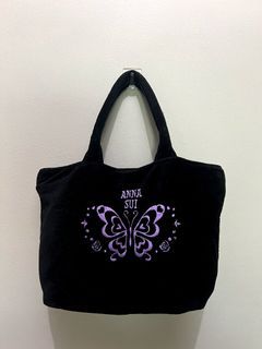 Y2K Anna Sui Black Embroidered Mini Hand Bag