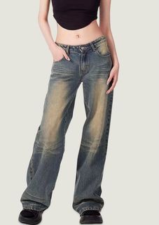 Y2k low waisted denim pants | loose fitting low waist denim jeans | (helping tags: evisu)