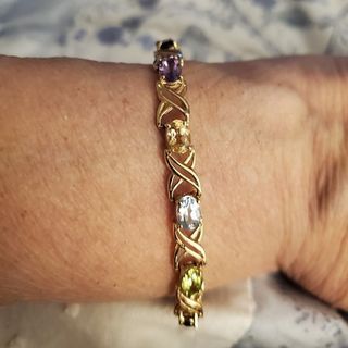 10k real gold gemstone bracelet, 8 inches length