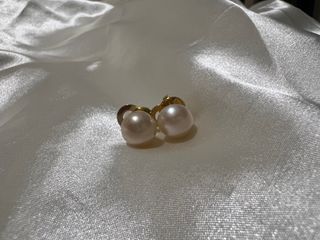 10mm peach/cream natural pearl earrings
