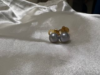 10mm silver natural pearl earrings