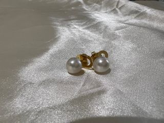 10mm white natural pearl earrings