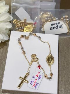 18K Japan Gold tricolor rosary bracelet