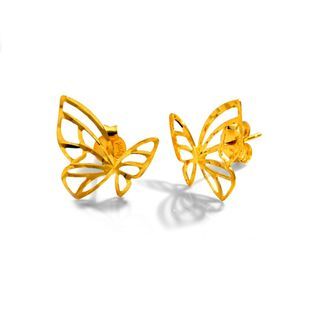 18K Saudi Gold  (Pawnable)MEET Butterfly Stud Earring Ladies Gold