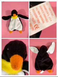 (1995) Ty The Beanie Babies Collection "Waddle the Penguin" Stuffed Toy Plush Stuff Plushies Doll Plushy Dolls Collectible Collector Old Classic Vintage Beanie Baby Original BUY ONE TAKE ONE FREE