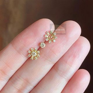 3-WAY DIAMOND EARRINGS with HALO 0.40 carat (Stud-0.10 carat each), 0.90 gram, Halo-6.1mm
