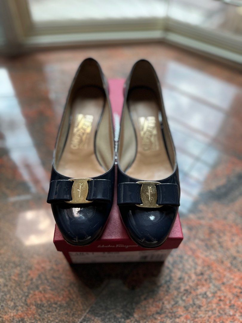 AUTHENTIC Ferragamo Oxford Blue Pumps size 6.5 Women s Fashion Footwear Heels on Carousell
