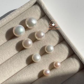 Authentic White Freshwater Pearl Stud Earrings (All Sizes are Available)