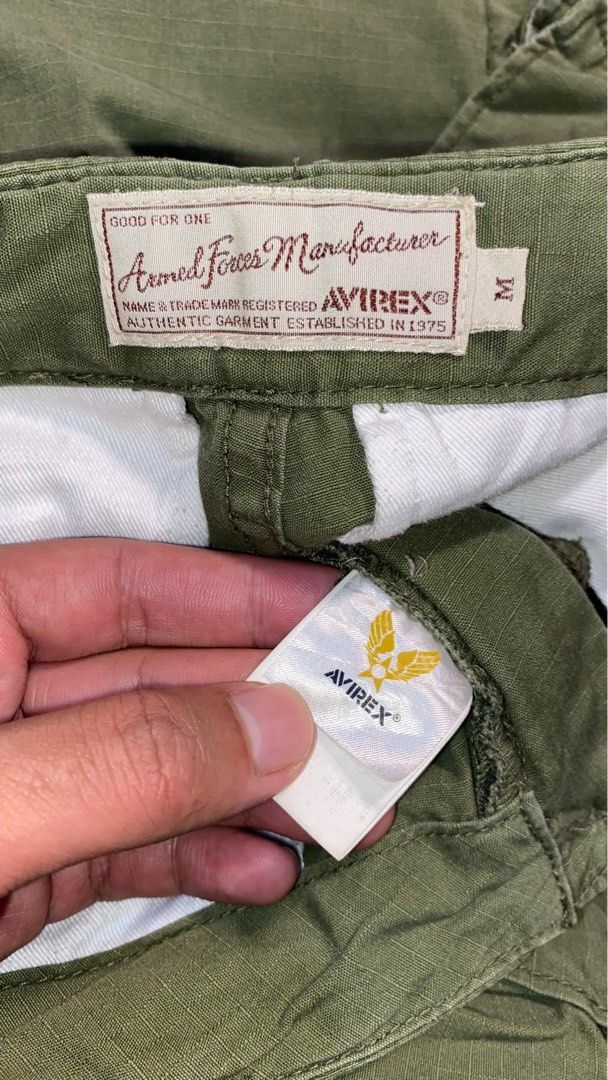 Pantalon Cargo Militaire Avirex - Taille W33/L30 (IT48), Vert Olive, Coton, Occasion Très Bon état