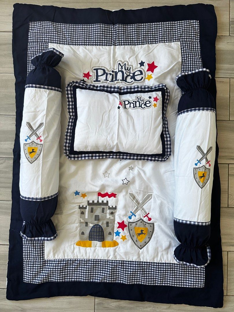 Bed sheet and Pillow Case Set for Crib (Category: Cots & Cribs) located in Binan City. Submitted by the_declutter_queen (Listing ID 1300166864, Image 1). Description: 1 set for sale: -1 head pillow with case -2 bolster pillows with cases -1 bed sheet / comforter Barely used No stains Can pass as brand new MOP: Gcash Shipping: for pick up only c/o buyer .