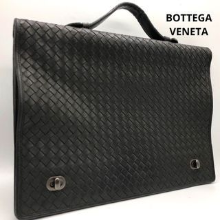 Bottega Veneta Intrecciato Turnlock Briefcase Black