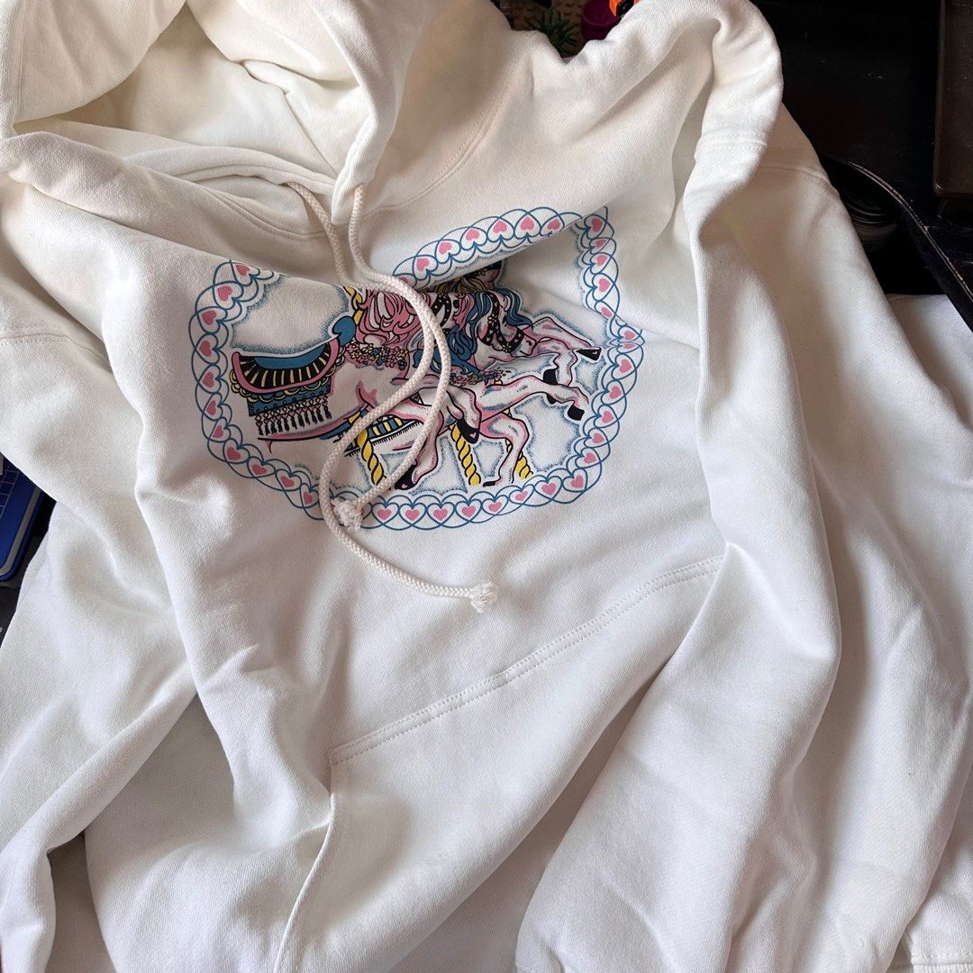 brandy melville carousel christy hoodie graphic john galt sweater horses vintage pullover zip up jacket carla sweatshirt erica cream white oversized