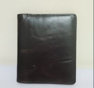 Brown Black Genuine Leather Bifold Wallet