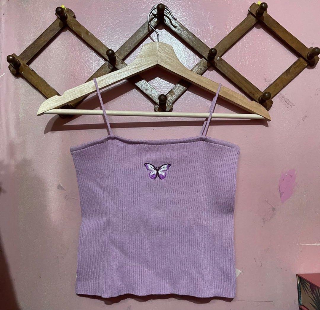 Butterfly print rib purple top (Category: Sleeveless) located in Manila. Submitted by dendm (Listing ID 1300175766, Image 1). Description: .