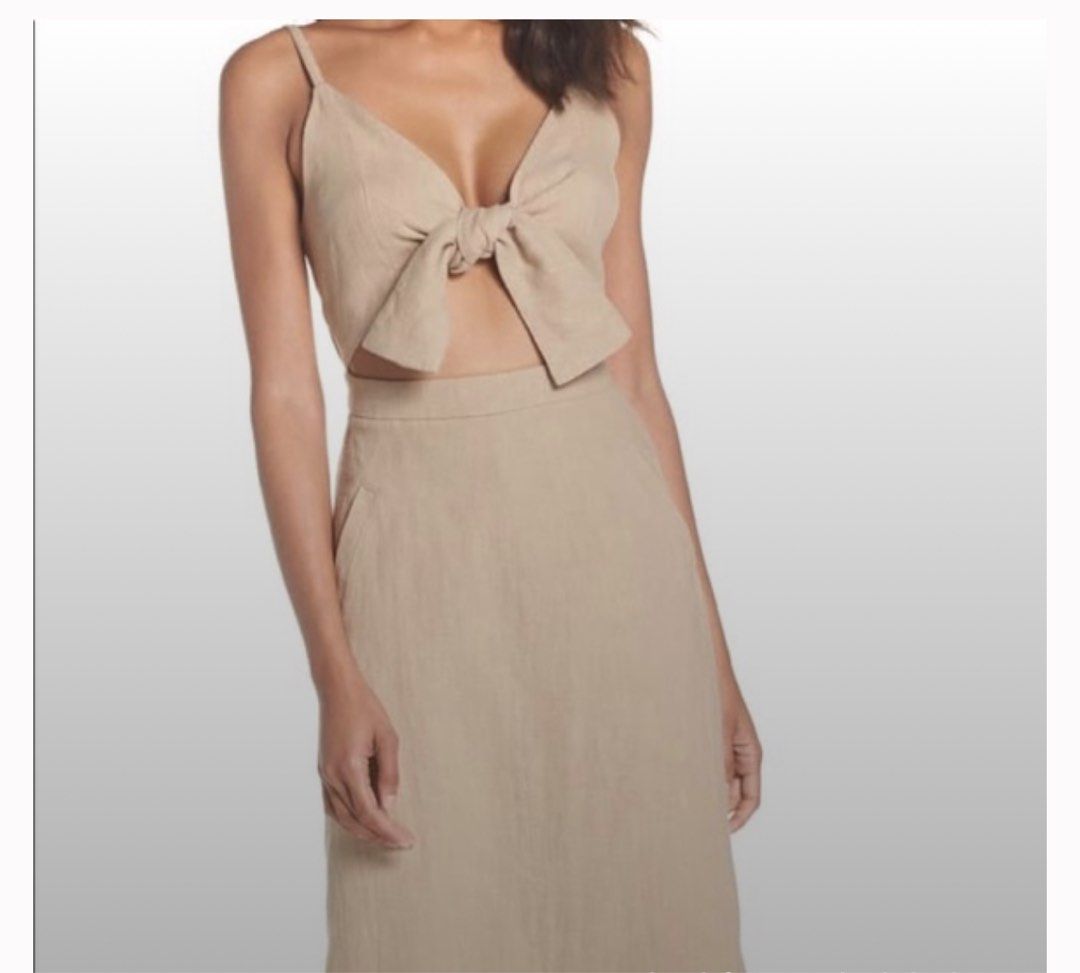 fitted linen dress with sleeves Linen Maxi Dress with Puff Sleeves main image 0