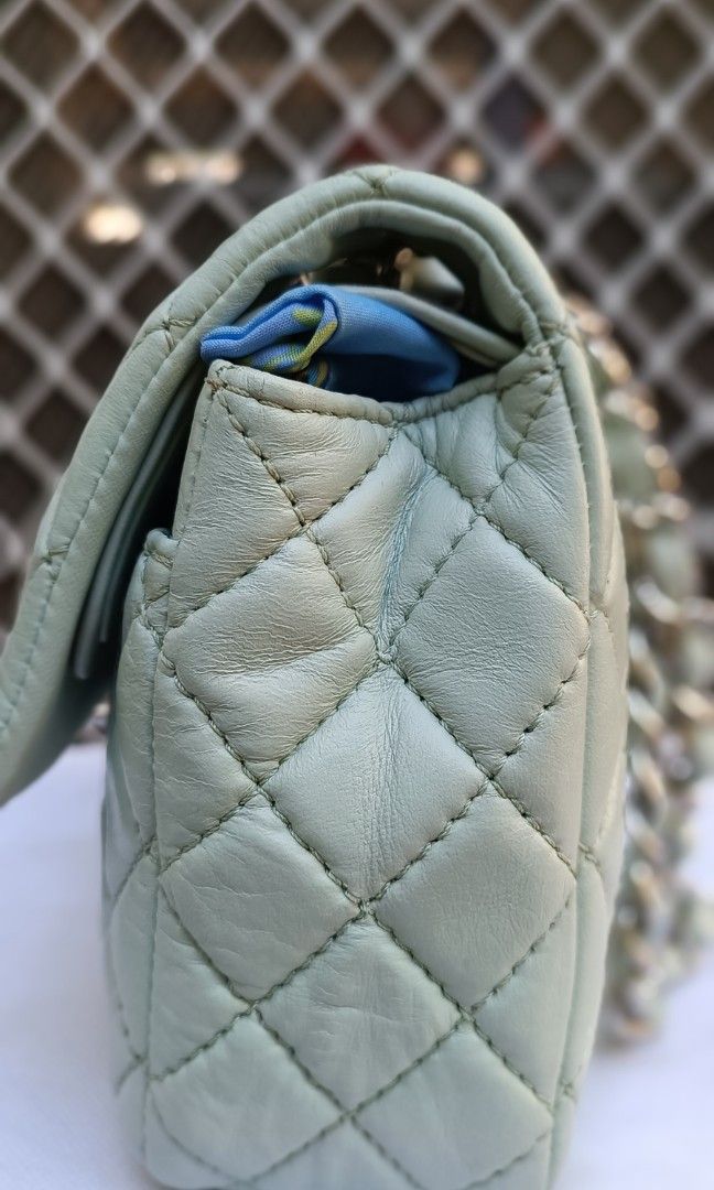 Chanel Doubleflap shoulderbag in MintGreen (Category: Luxury Bags & Wallets) located in Las Pinas. Submitted by jvega08 (Listing ID 1300136169, Image 3). Description: for sale chanel doubleflap bag in mint green color.. very good condition.. hologram intact...